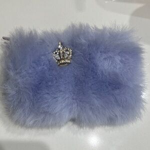 Lavender Fur Change Purse with Crown Brooch